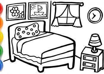 Dạy bé vẽ và tô màu phòng ngủ đơn giản  Cara Menggambar dan Mewarnai kamar  tidur  YouTube